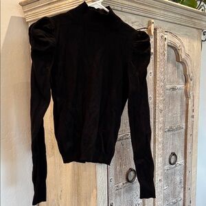 Express Black Puff Sleeve Mock Neck Sweater